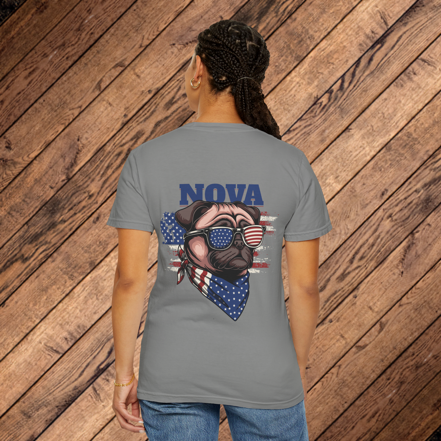 NOVA Patriotic Pug Tee Shirt